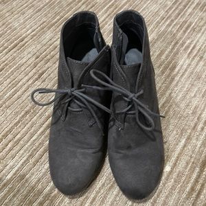 Gray Faux Suade wedge Booties